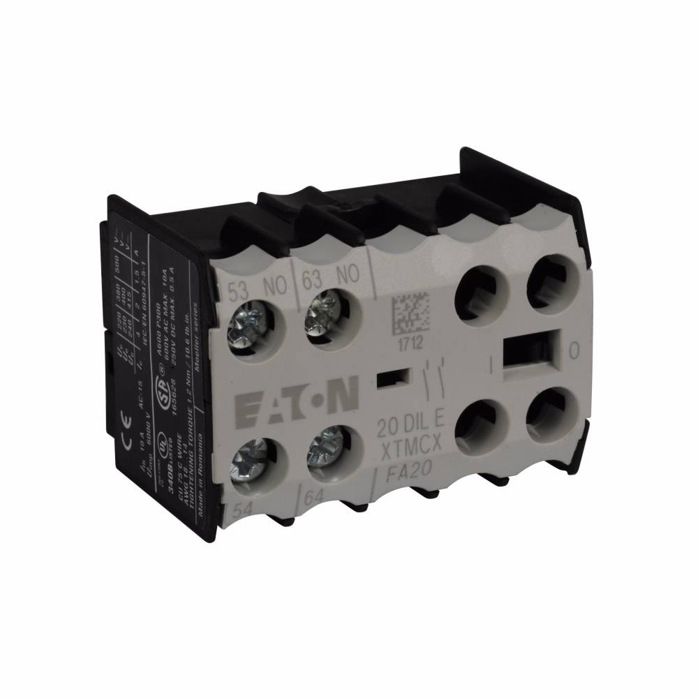 EATON XTMCXFA20 2-Pole Auxiliary Contact With Screw Terminal, 600 VAC, 1.5 to 10 A, 2 Contacts