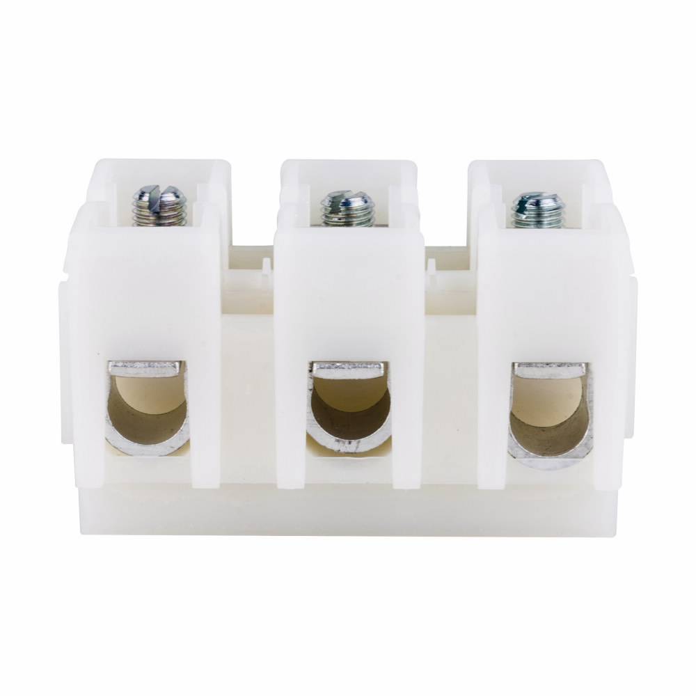 Bussmann NC3-WH Feed-Through Terminal Block, 600 V, 175 A, 14 to 2/0 AWG Aluminum/Copper Wire, 3 Poles, C-Rail Mount