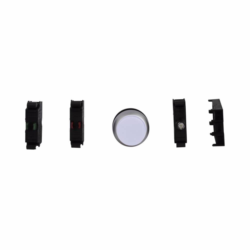 EATON M22-DLH-W-K20-W Modular Illuminated Pushbutton, 22.5 mm, 2NO Contact, Extended Button Operator, White