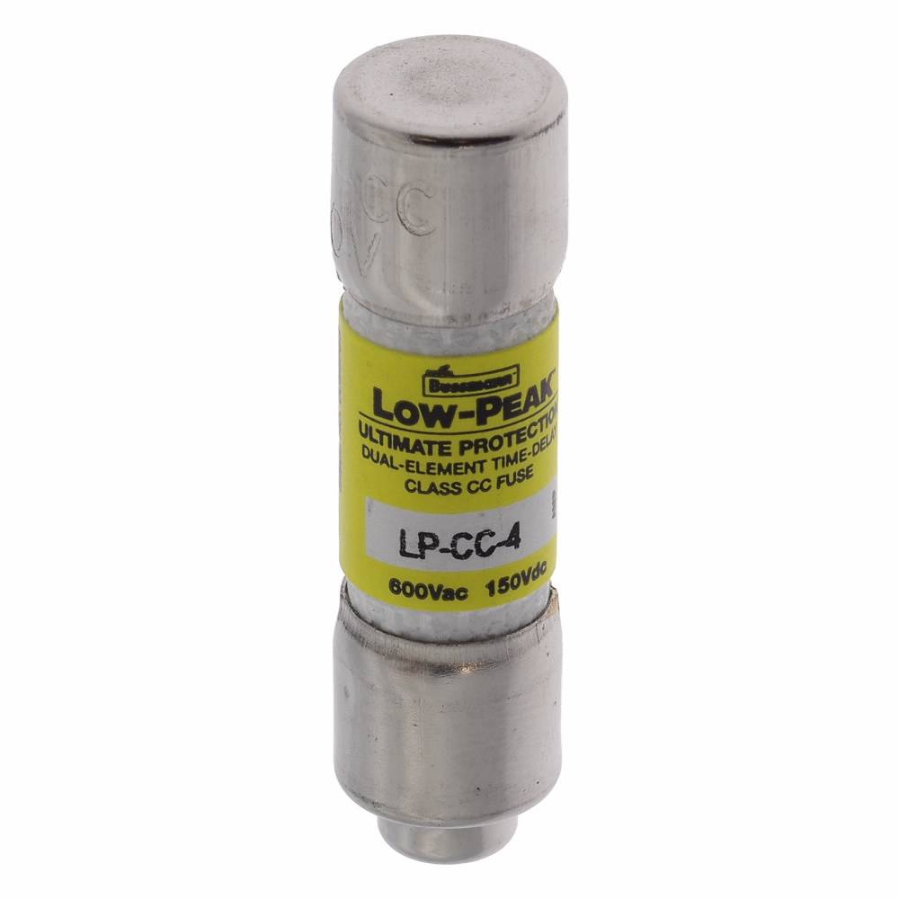 Bussmann Low-Peak™ LP-CC-4 Current Limiting Time Delay Fuse, 4 A, 600 VAC/150 VDC, 20/200 kA Interrupt, CC Class, Cylindrical Body