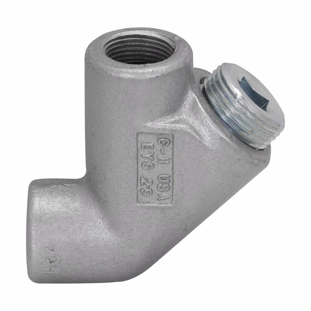 Crouse-Hinds EYS29 Vertical Conduit Sealing Fitting, 3/4 in FNPT, For Use With Conduit System, Ductile Iron/Feraloy® Iron Alloy, Aluminum Acrylic Painted/Electro-Galvanized