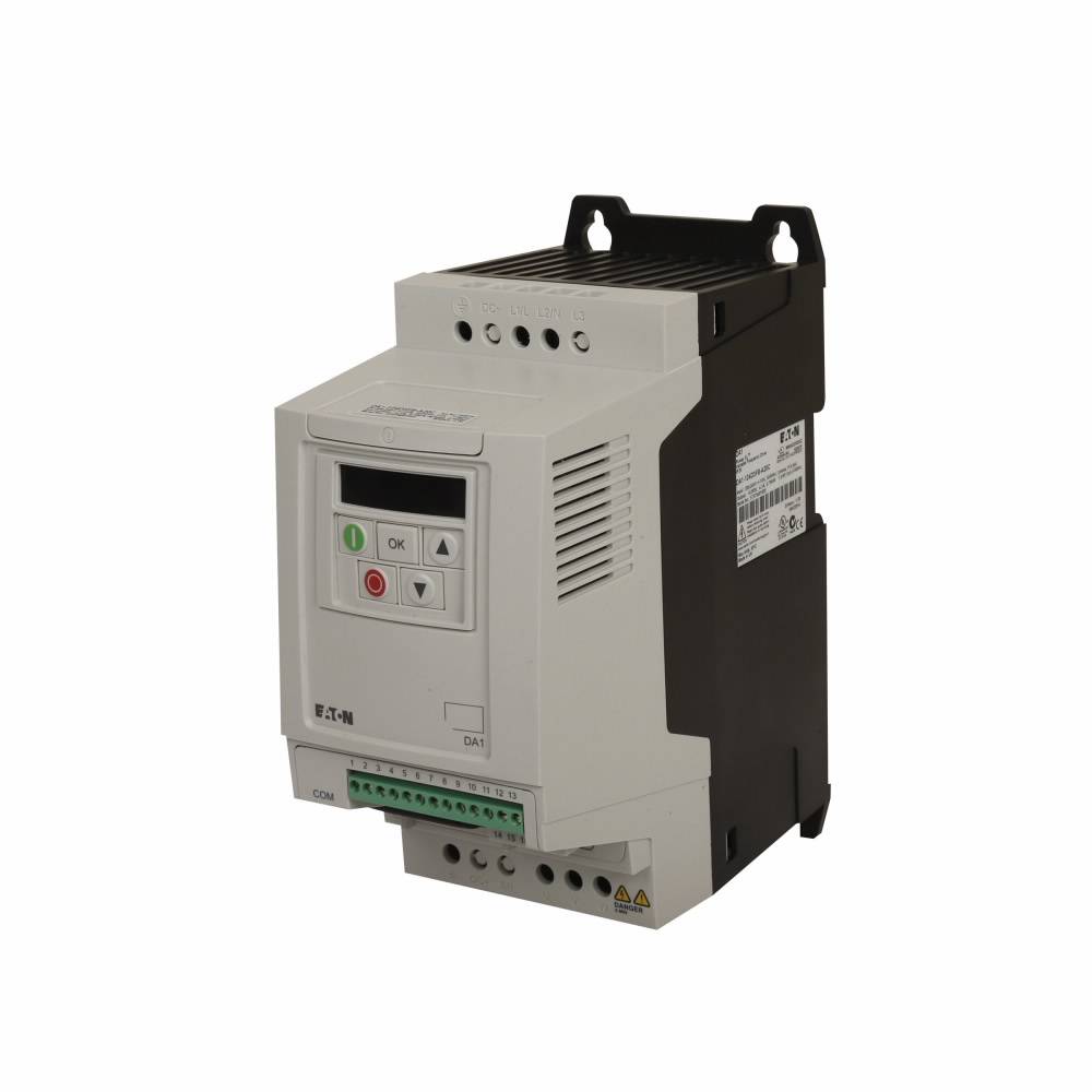 EATON PowerXL® DA1-12011FB-A20C 1-Phase in/3-Phase Out Adjustable Compact AC Variable Frequency Drive, 200 to 240 VAC, 11 A, 3 hp, 9 in W x 14-1/2 in D