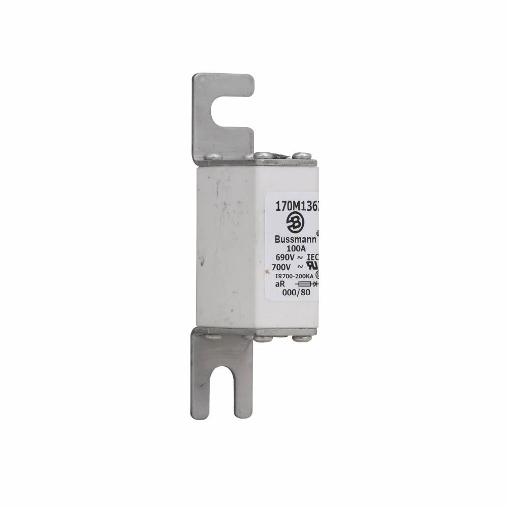 Bussmann 170M1367 Type 80 High Speed Fuse, 100 A, 690 V, 200 kA Interrupt, Class: aR, Square Body