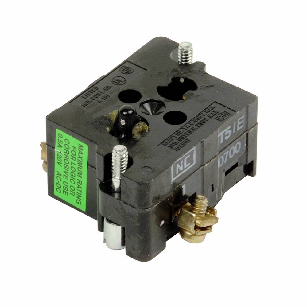 EATON 10250T51E Heavy Duty Logic Level Contact Block, 30.5 mm, 1NC Contact, 0.5 A at 120 VAC/VDC Contact, Palladium Contact, Momentary Action, Gray
