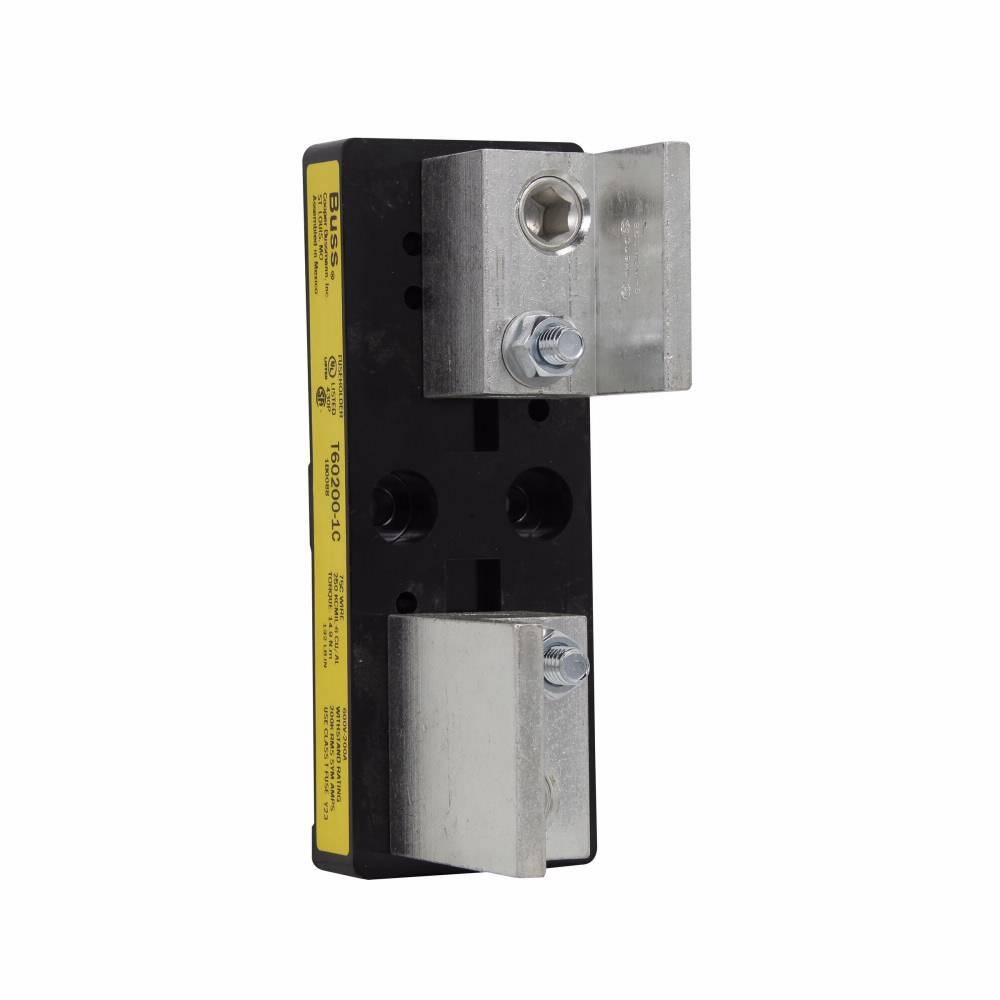 Edison T60200-1C T600 Open Style Fuse Block, 600 VAC/VDC, 101 to 200 A, T Class, 6 AWG to 250 kcmil Wire, 1 Pole