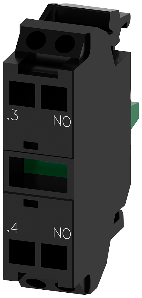 Siemens SIRIUS ACT 3SU14001AA103LA0 Standard Contact Module, 1NO Contact, 10 A at 24 VAC, 0.1 A at 500 VDC Contact, Gold Plated Contact, Black