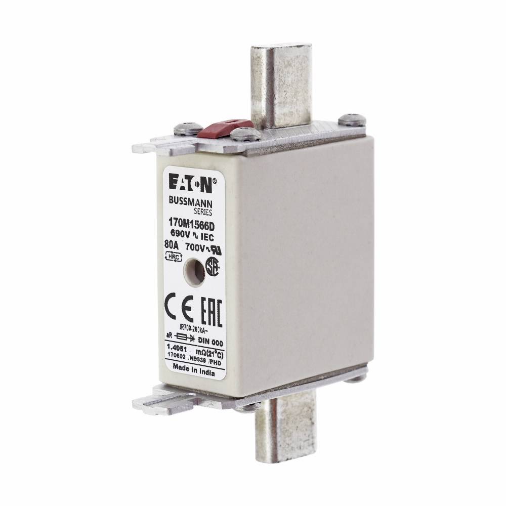 Edison 170M1566D Type T High Speed Fuse, 80 A, 690/700 VAC, 200 kA Interrupt, Class: AR, Square Body