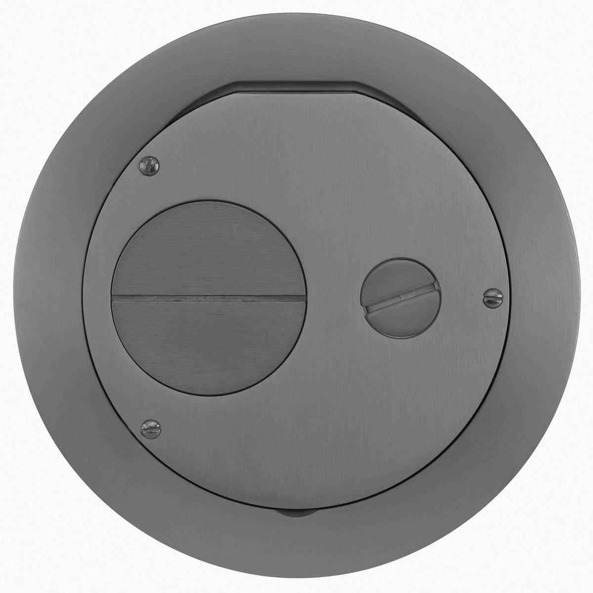 PREMISE WIRING SystemOne™ CFBS1R6FFCVRGRY CFB2G Furniture Feed Recessed Standard Floor Box Cover, 6 in Dia, Die Cast Aluminum