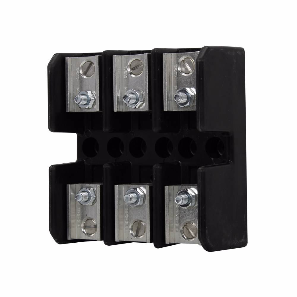 Edison T60100-3C T600 Open Style Fuse Block, 600 VAC/VDC, 61 to 100 A, T Class, 14 to 2/0 AWG Wire, 3 Poles