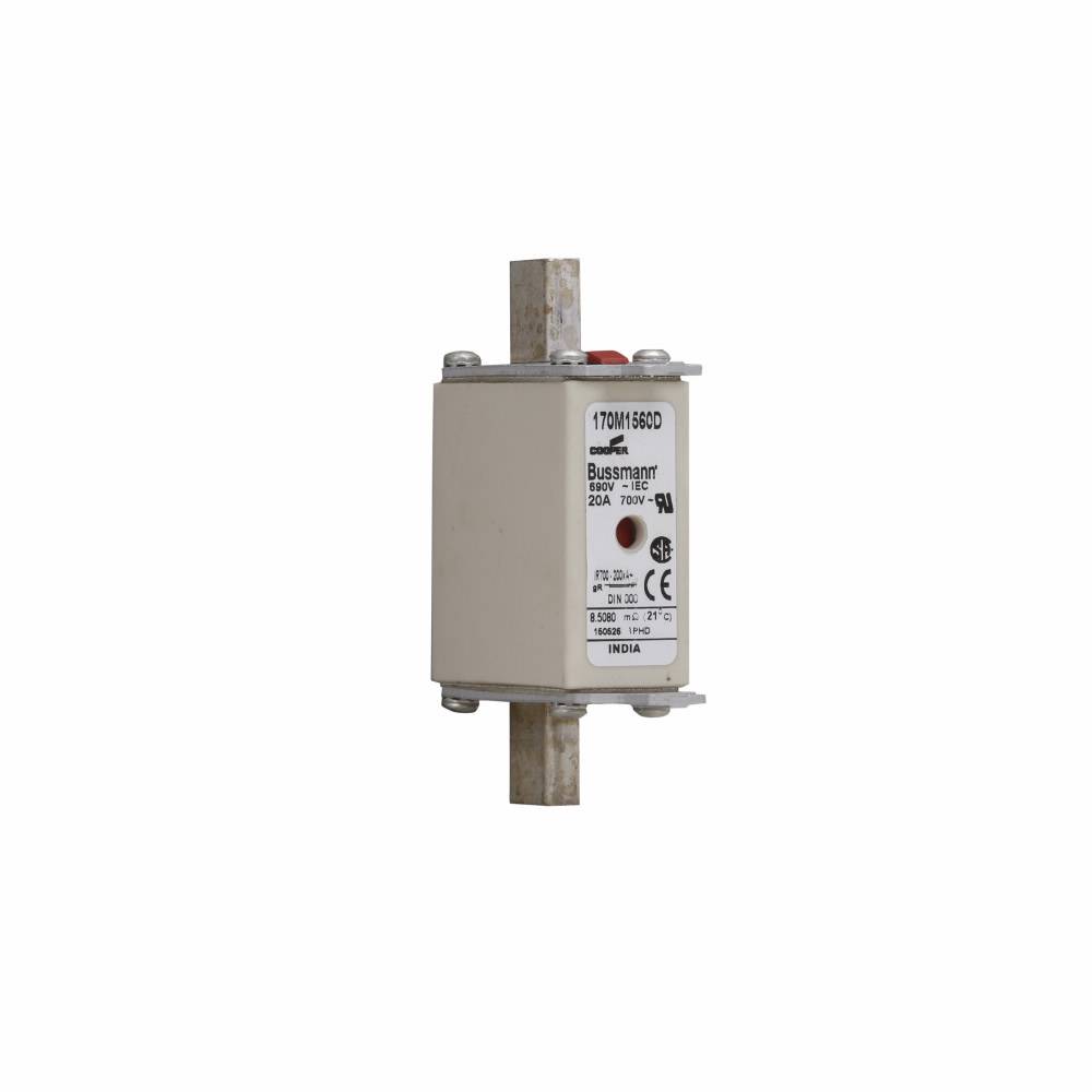 Bussmann 170M1560D High Speed Fuse, 20 A, 690 VAC, 200 kAIC Interrupt, Class: gR, Square Body