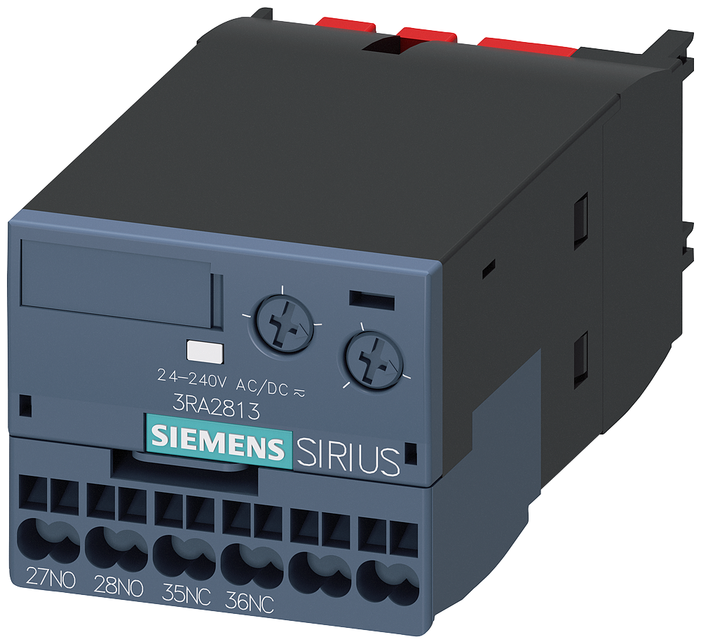 Siemens 3RA28132FW10 Solid State Time Relay With Varistor Surge Suppressor, 0.05 to 100 s Setting, 1NC-1NO Contact