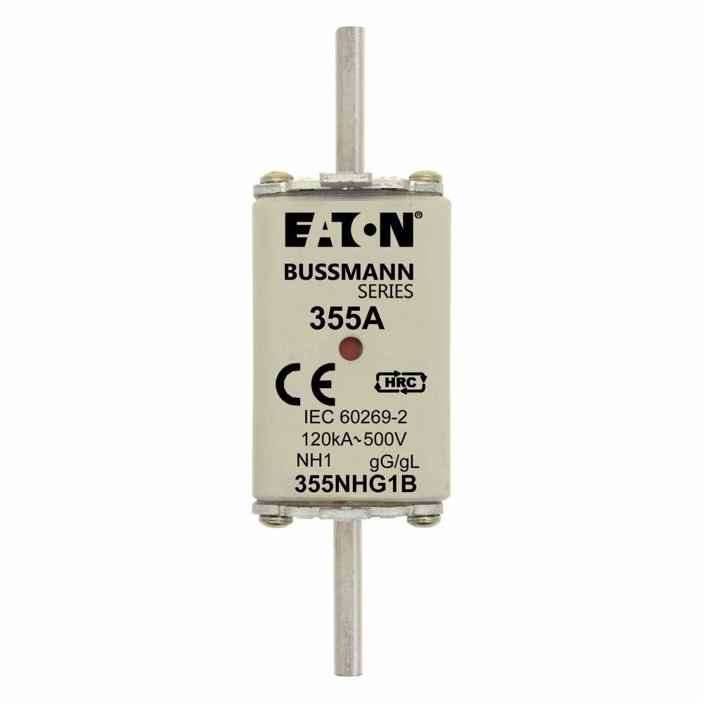 Bussmann 355NHG1B Size 1 Dual Indicator Low Voltage NH Fuse Link, 440 V, 355 A, For Use With Class C/gG/gL Fuse, Ceramic