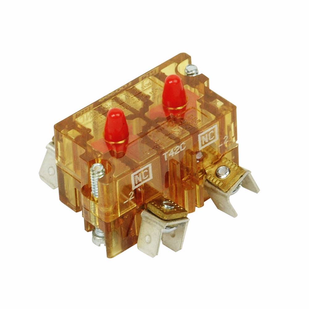 EATON 10250T42C Heavy Duty Oil/Watertight Standard Contact Block, 30.5 mm, 2NC Contact, 10 A at 600 VAC Contact, Silver Contact, Amber
