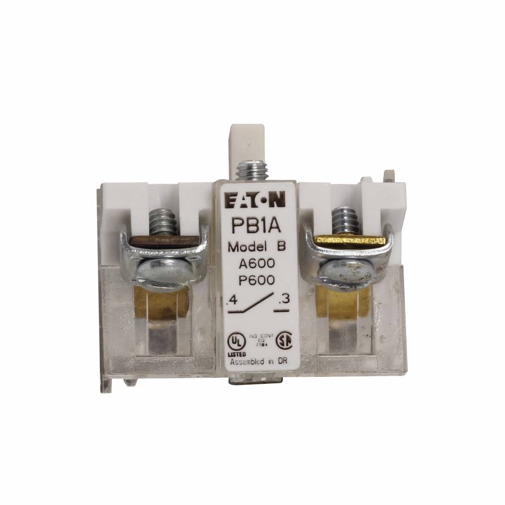 EATON PB1A M22 Modular Standard Contact Block, 22.5 mm, 1NO Contact, Silver Contact, Clear