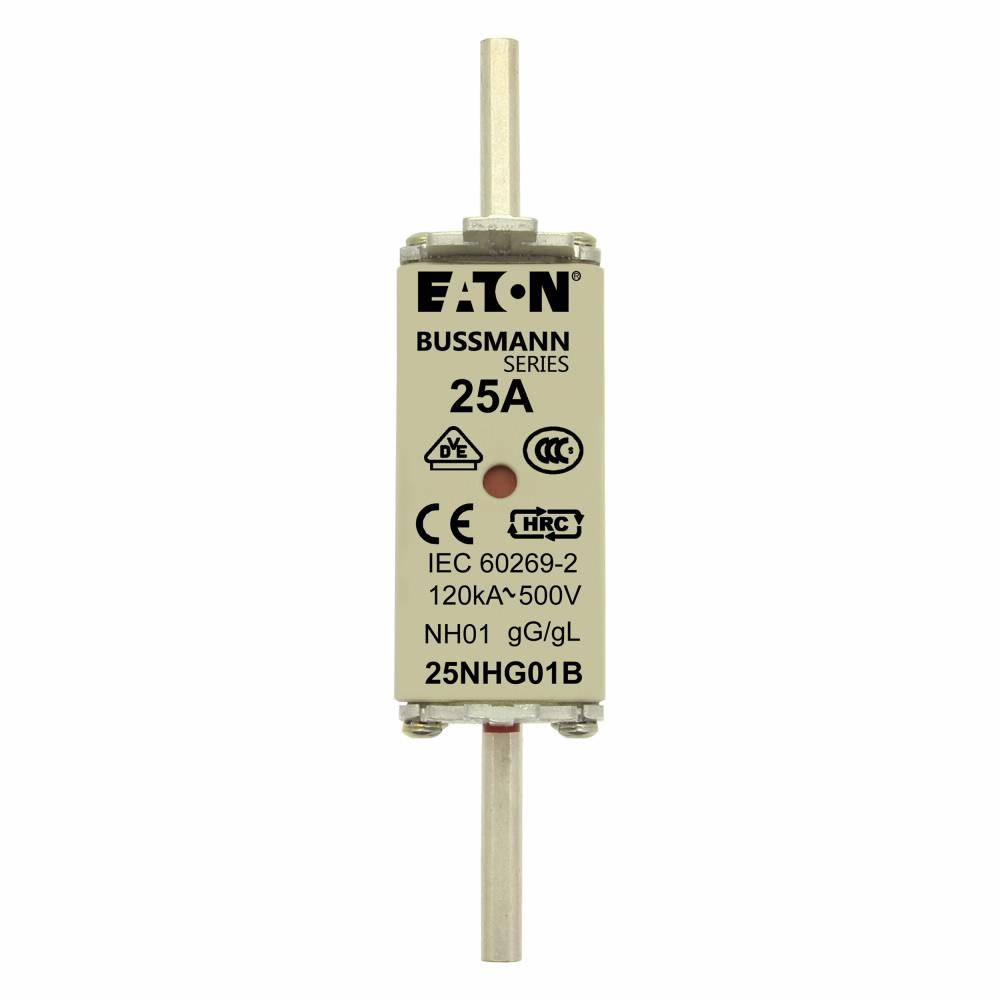 Edison 25NHG01B Fuse Link With Metal Gripping Lug, 500 VAC, 25 A