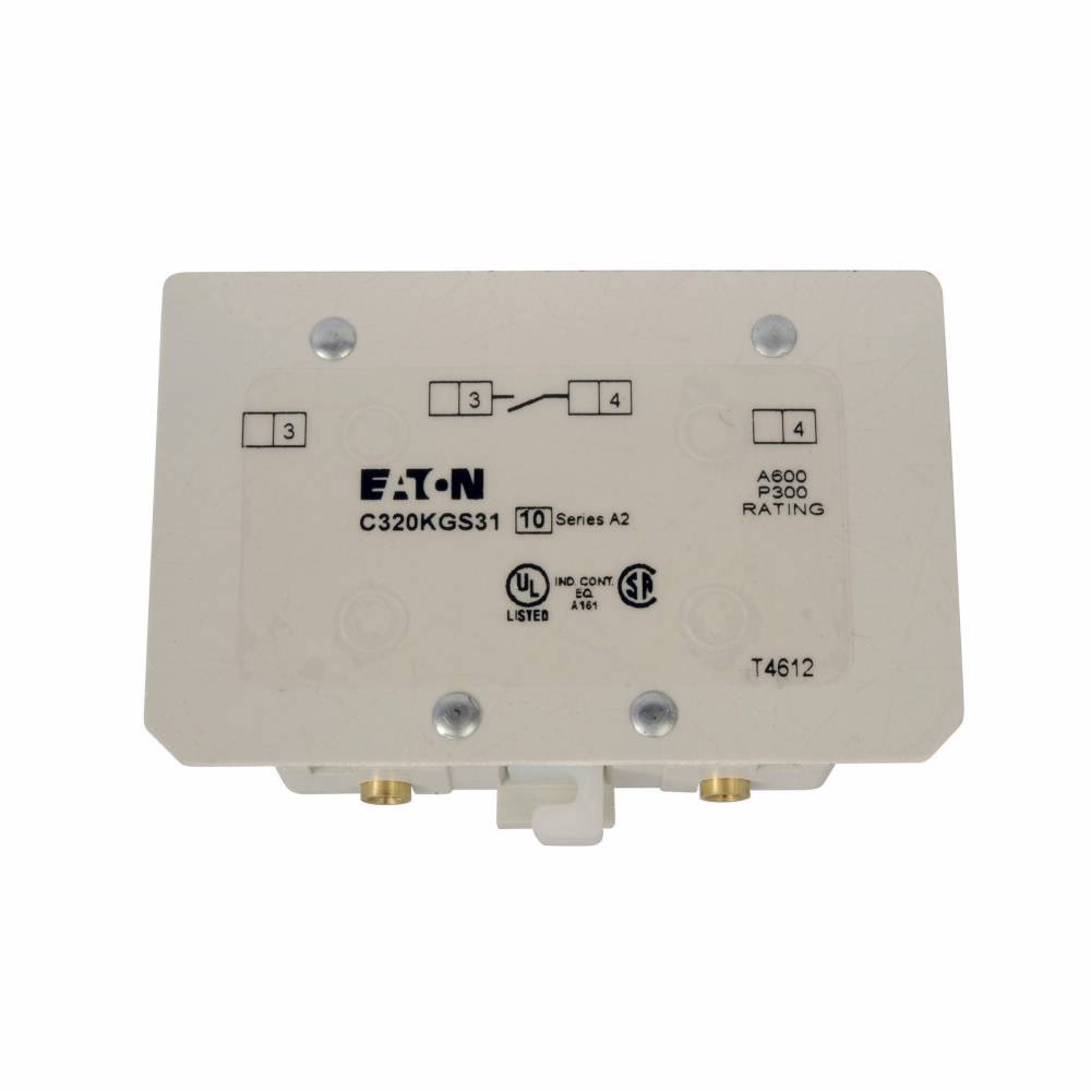 EATON C320KGS31 Base Auxiliary Contact, 250/600 VAC/VDC, 5/10 A, 1 Contacts, Silver Cadmium Alloy