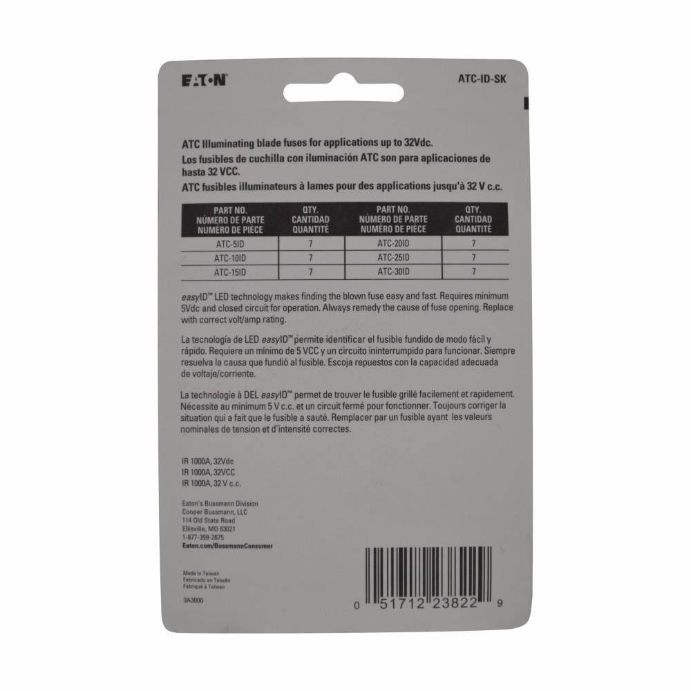 Bussmann ATC-ID-SK Non-Indicating Fuse Service Kit, 32 VDC, 1 kA, 36 Pieces