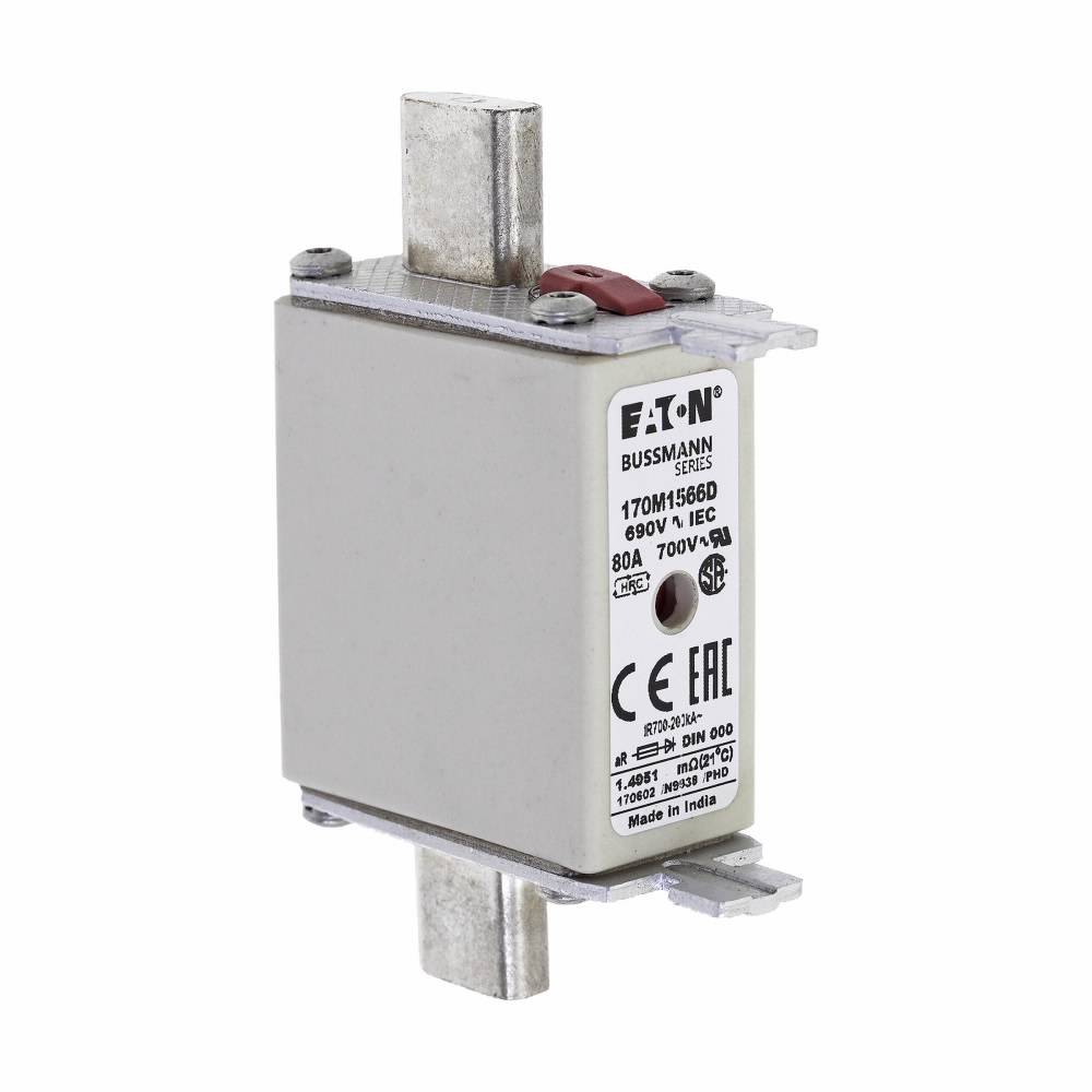 Edison 170M1566D Type T High Speed Fuse, 80 A, 690/700 VAC, 200 kA Interrupt, Class: AR, Square Body