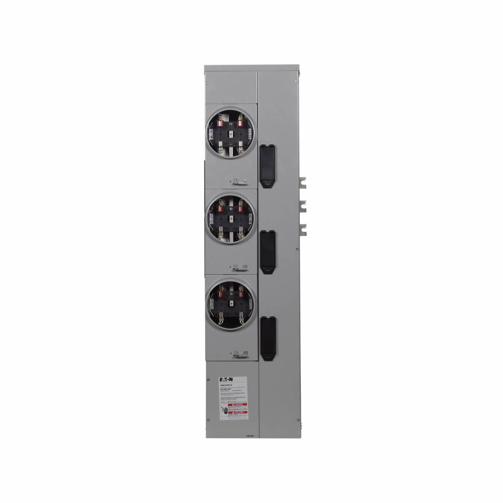 EATON 1MM320RRLBC 3-Meter 4-Jaw B-C Phase Balanced Multiple Metering Meter Stack Module With Ringless Style Cover and Horn Bypass, 120/240 VAC, 200 A, 1 Phase, 3 Wires