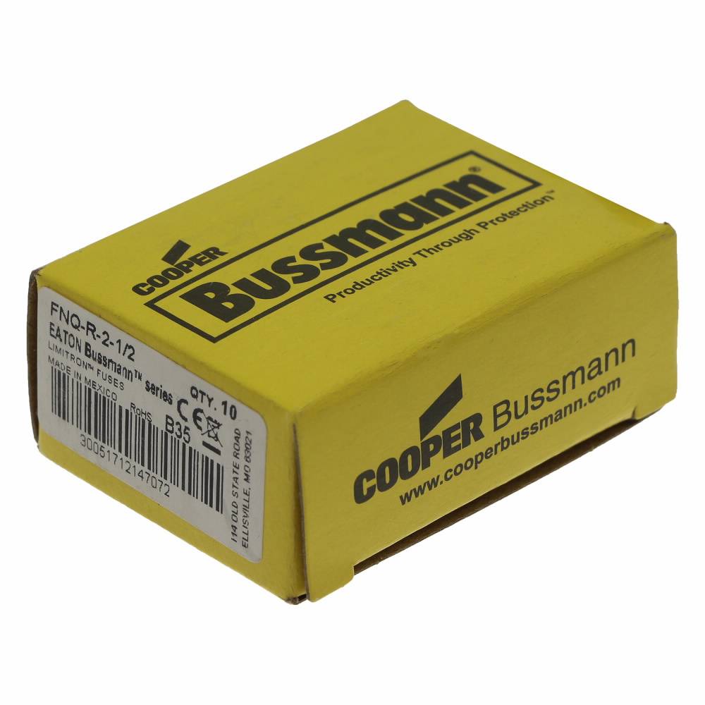 Bussmann CC-Tron® FNQ-R-2-1/2 Time Delay Fuse, 2.5 A, 600 V, 200 kA Interrupt, CC Class, Cylindrical Body