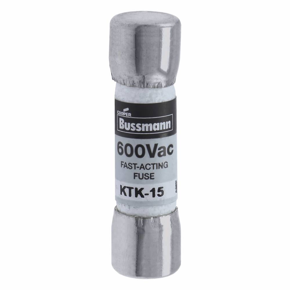 Bussmann Limitron™ KTK-15 Fast Acting Fuse, 15 A, 600 VAC, 100000 A Interrupt, Class: Supplemental, Cartridge Body