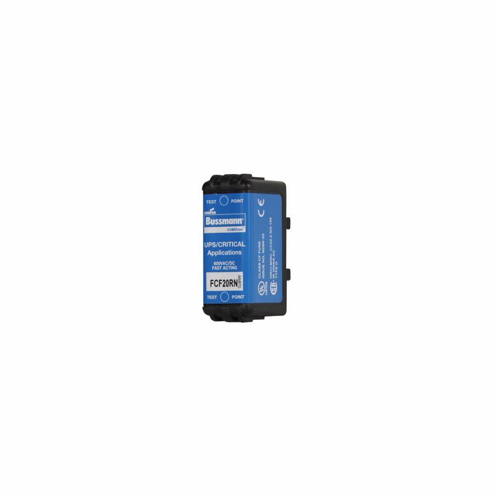 Bussmann CUBEFuse™ FCF20RN Fast Acting Non-Indicating Fuse, 20 A, 600 VAC/VDC, 50/300 kA Interrupt, Class: CF, Square Blade Body