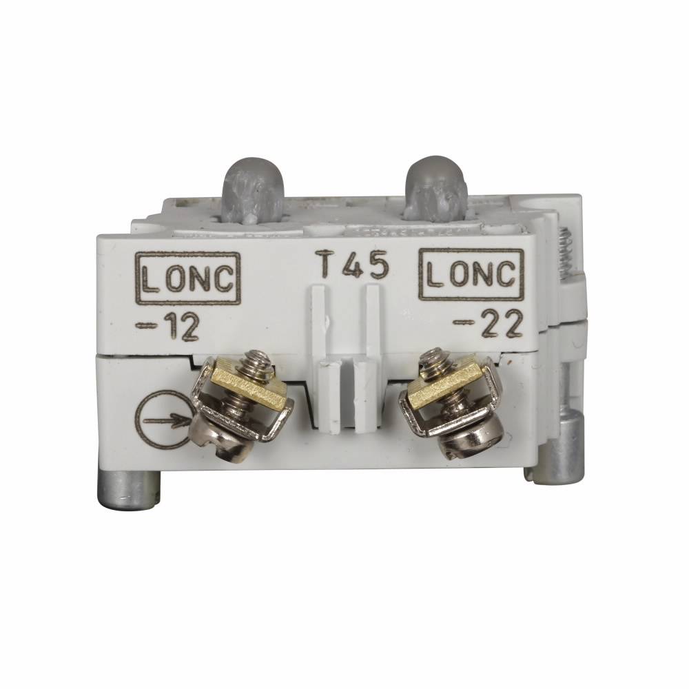 EATON 10250T45 Heavy Duty Special Function Contact Block With Strut Clip, 30.5 mm, 2NC Contact, 10 A at 600 VAC, 5 A at 250 VDC Contact, Silver Contact, Black