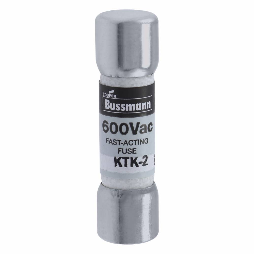 Bussmann Limitron™ KTK-2 Fast Acting Midget Fuse, 2 A, 600 VAC, 100000 A Interrupt, Class: Supplemental, Cylindrical Body