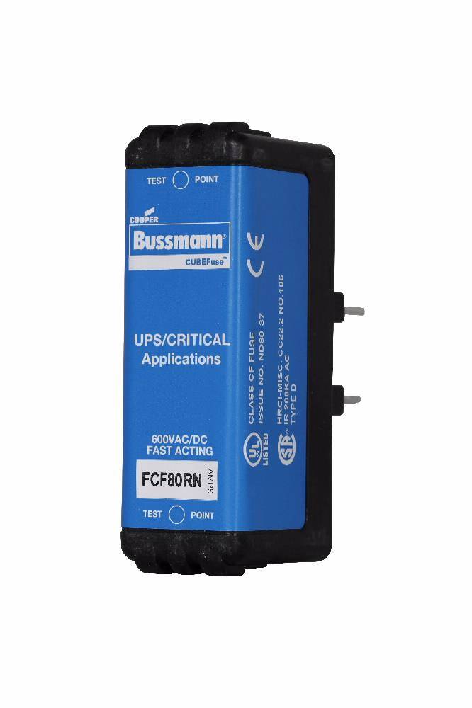 Bussmann CUBEFuse™ FCF80RN Fast Acting Non-Indicating Fuse, 80 A, 600 VAC/VDC, 50/200 kA Interrupt, Class: CF, Cartridge Body