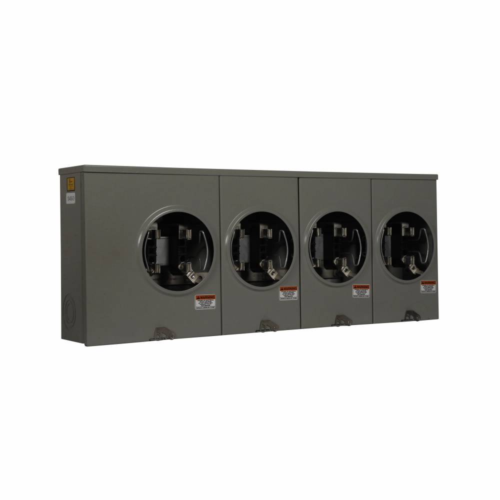 EATON Cutler-Hammer 1004405ACH 3-Wire Horizontal Ganged Multi-Position Single Meter Socket With Horn Bypass, 600 VAC, 100 A, 1 Phase