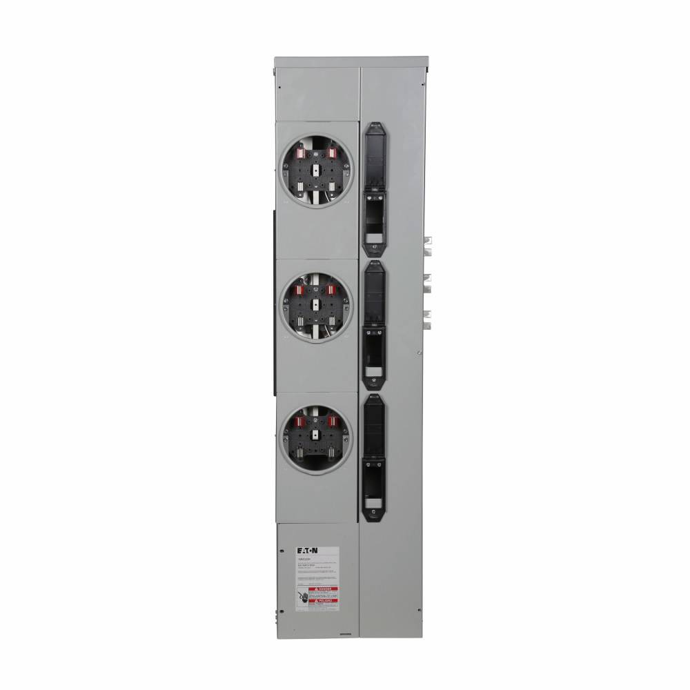 EATON 1MM320RC 3-Socket 4-Jaw Multiple Metering Meter Stack Module, 120/240 VAC, 200 A, 1 ph Phase, 3 Wires