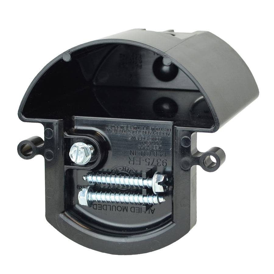 Allied Moulded 9375-FR Fan Support Box, Polycarbonate, 14 cu-in, 2 Knockouts, 3.77 in W x 3.8125 in D