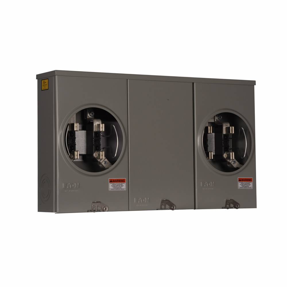 EATON 1008951CH 2-Position 3-Wire Horizontal Ganged Horn Bypass Triplex Meter Socket, 600 VAC, 100 A, 1 ph Phase