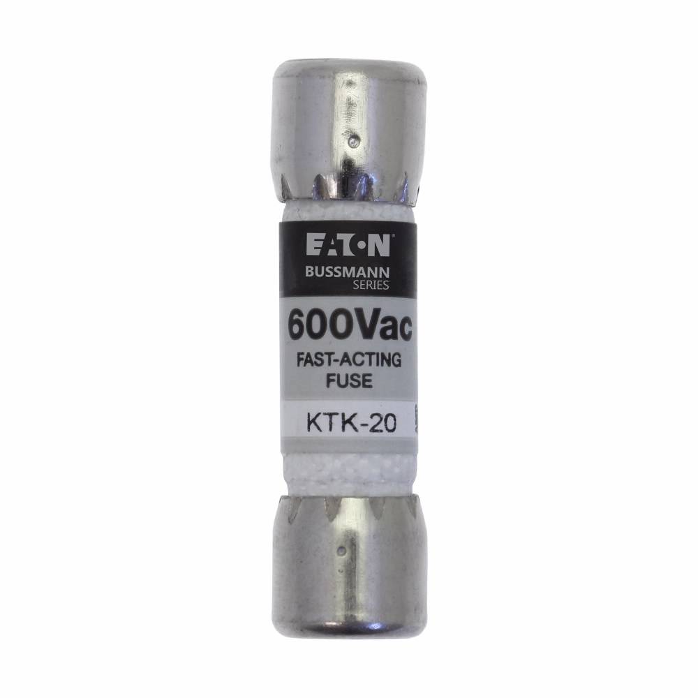 Bussmann Limitron™ KTK-20 Fast Acting Midget Fuse, 20 A, 600 VAC, 100000 A Interrupt, Class: Supplemental, Cylindrical Body