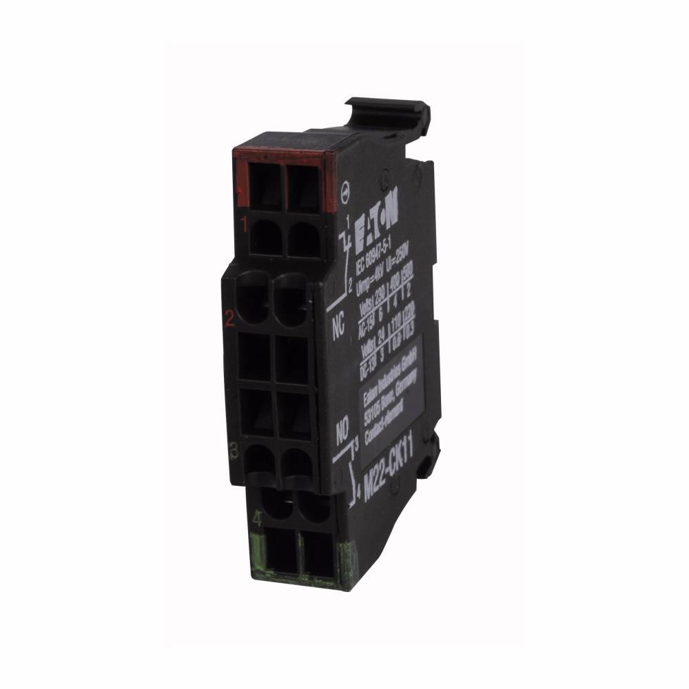EATON RMQ-Titan® M22-CK01D Contact Block, 22.5 mm, 1NC Contact, 6 A at 240 VAC, 3 A at 24 VDC Contact, Black
