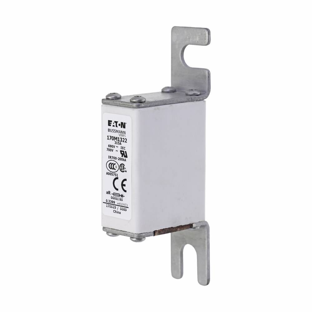 Bussmann 170M1322 Type U/80 High Speed Fuse, 315 A, 690 VAC, 200 kA Interrupt, Class: aR, Square Body