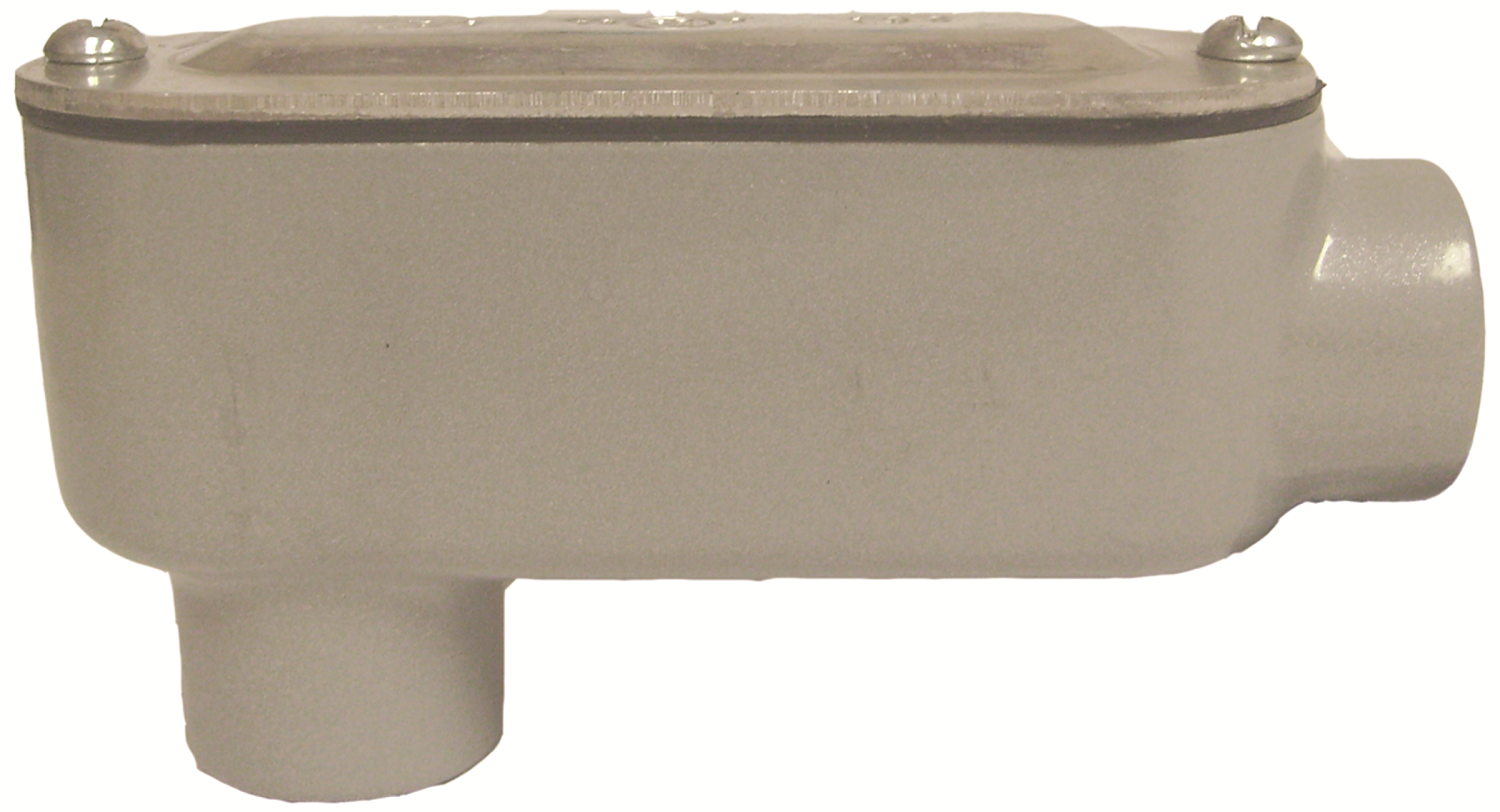 Allied Tube & Conduit ALB2CGKON Type LB Conduit Body With Stamped Aluminum Flat Cover, Neoprene Gasket, 3/4 in Hub, Copper Free Die Cast Aluminum