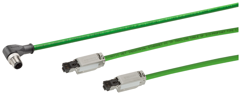 Siemens 6XV18715BH20 Cat 5e Flexible Pre-Assembled Plug-In Connecting Trailing Cable, 80 VAC, Braided Tin Plated Copper Conductor, 2 m L