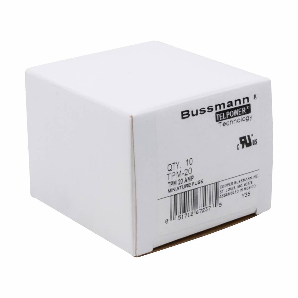 Bussmann TPM-20 Fast Acting Miniature Fuse, 20 A, 80 VAC, 20 kA Interrupt