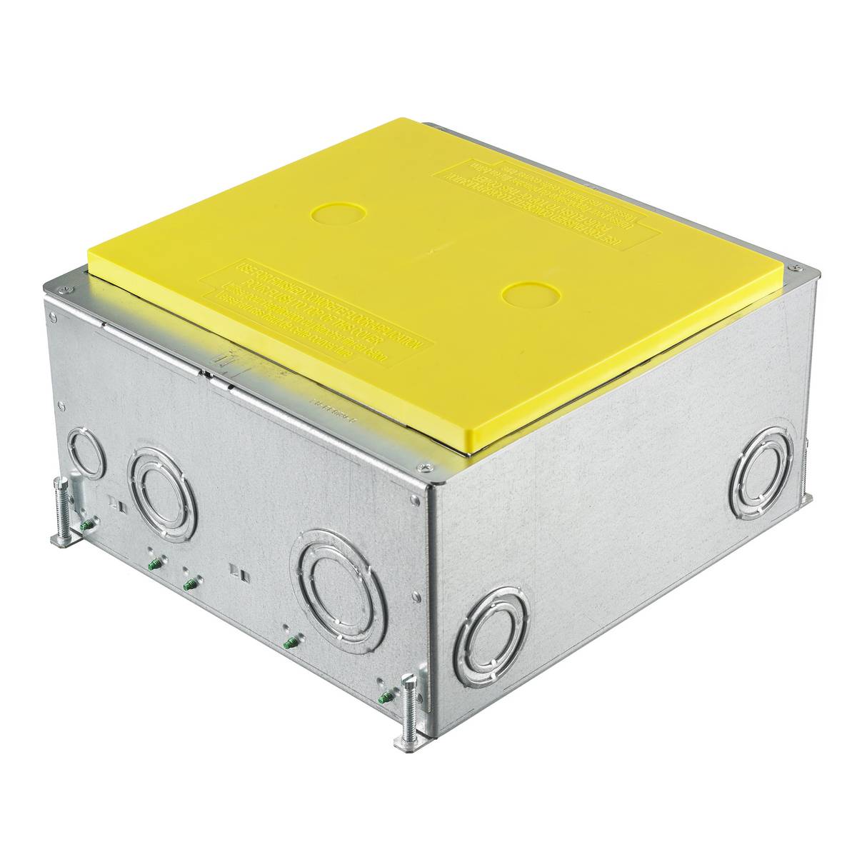 Wiring Device-Kellems SystemOne ScrubShield® CFB10G55 Above Grade Fully Adjustable Folded Recessed Standard Floor Box, Stamped Steel, 33 cu-in Capacity, 10 Gangs, 14 Knockouts, 10.96 in L x 12.09 in W x 5.59 in H