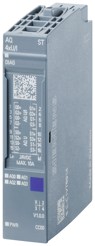 Siemens 6AG11356HD007BA1 Analog Output Module, 4 Outputs, 16 bit Resolution, 0.3/1% Voltage/Current Accuracy