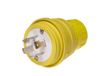 Woodhead® 28W75 130147 3-Phase Plug, 250 VAC, 30 A, 3 Poles, 4 Wires, Yellow