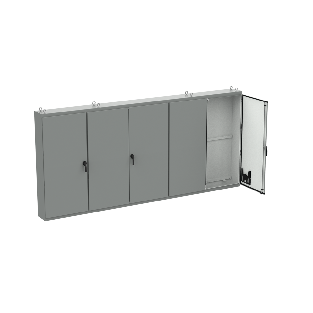 nVent HOFFMAN A86M5ELP A27 Multi-Door Enclosure, 86.12 in L x 187 in W x 14.12 in D, NEMA 12/IP55 NEMA Rating, Steel
