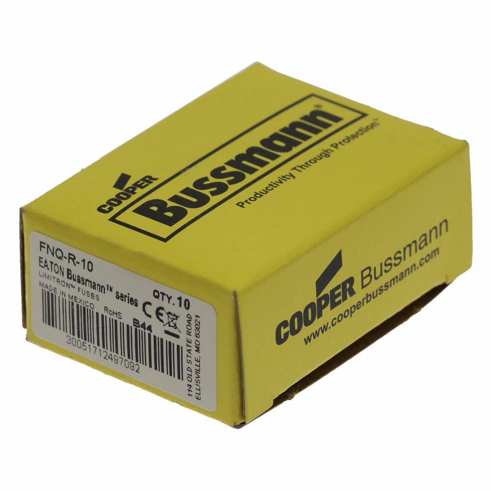 Bussmann Limitron™ FNQ-R-10 Current Limiting Time Delay Fuse, 10 A, 600 V, 200 kAIC Interrupt, CC Class, Cylindrical Body