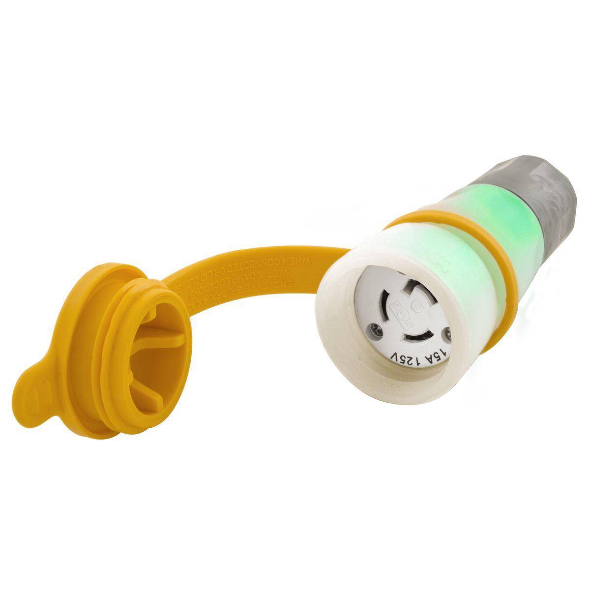Wiring Device-Kellems Twist-Lock® Elastogrip® HBL25W47AWC Female Grounding Heavy Duty Insulated Watertight Locking Connector, 125 VAC, 15 A, 2 Poles, 3 Wires, Clear