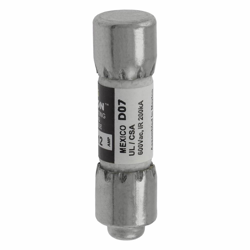 Bussmann Limitron™ KTK-R-12 Current Limiting Fast Acting Fuse, 12 A, 600 V, 200 kAIC Interrupt, CC Class, Cylindrical Body