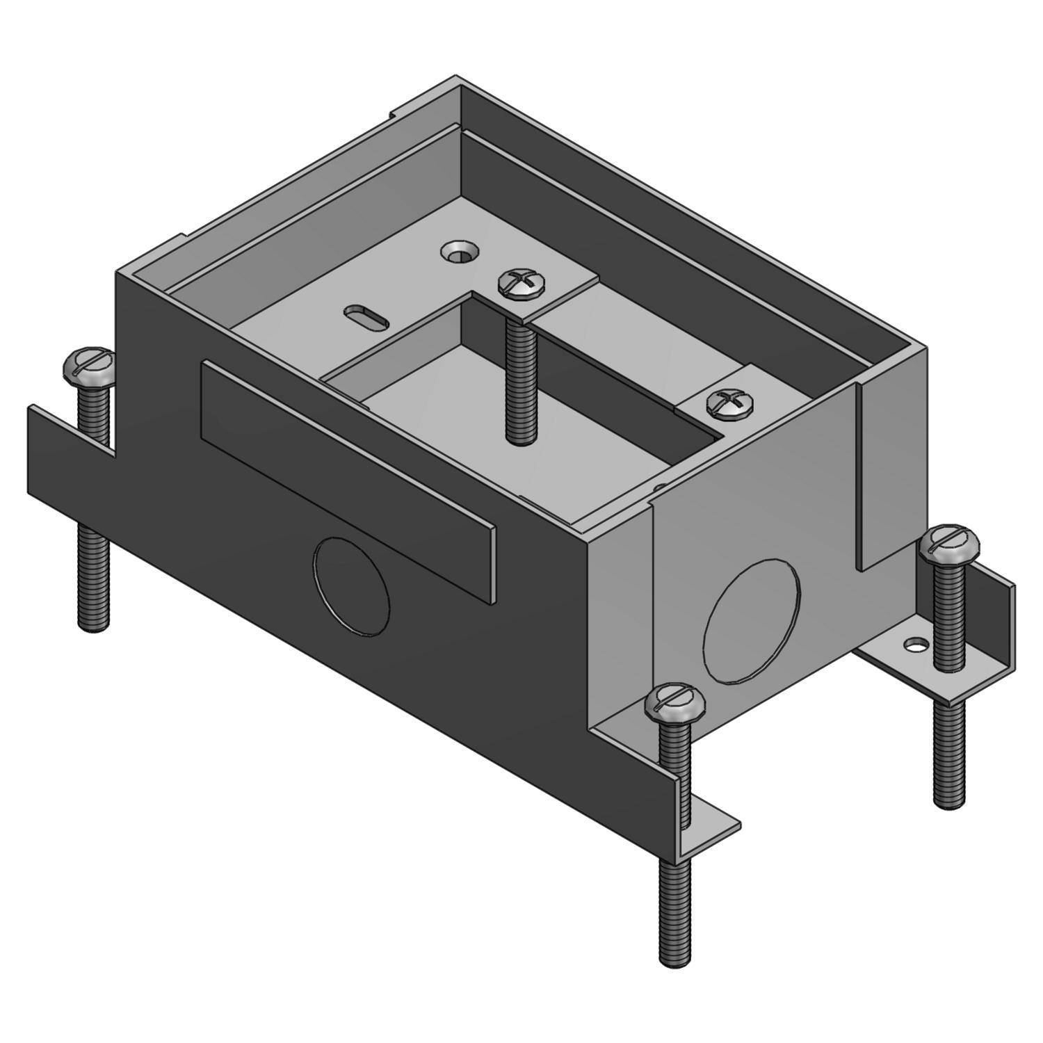Steel City® 741S 740 Flush Service Shallow Floor Box, Stamped Steel, 29 cu-in Capacity, 1 Gangs, (1) Outlets, (6) Knockouts, 4 in L x 5-1/2 in W x 3-5/8 in H