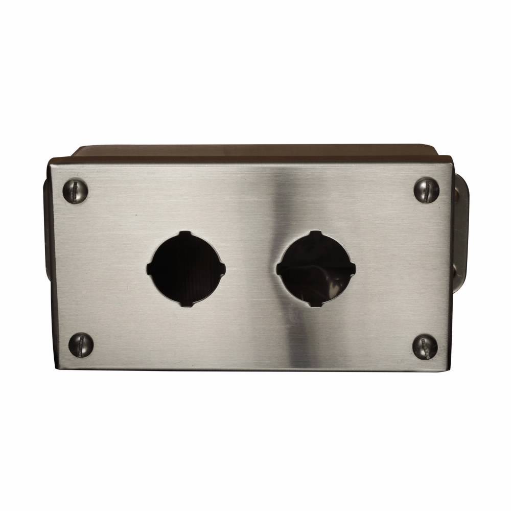 EATON 10250TN34 2-Element Heavy Duty Oiltight/Watertight Pushbutton Enclosure, 8.3 in L x 3.8 in W x 5.1 in D, NEMA 4/4X/12 NEMA Rating, 304 Stainless Steel