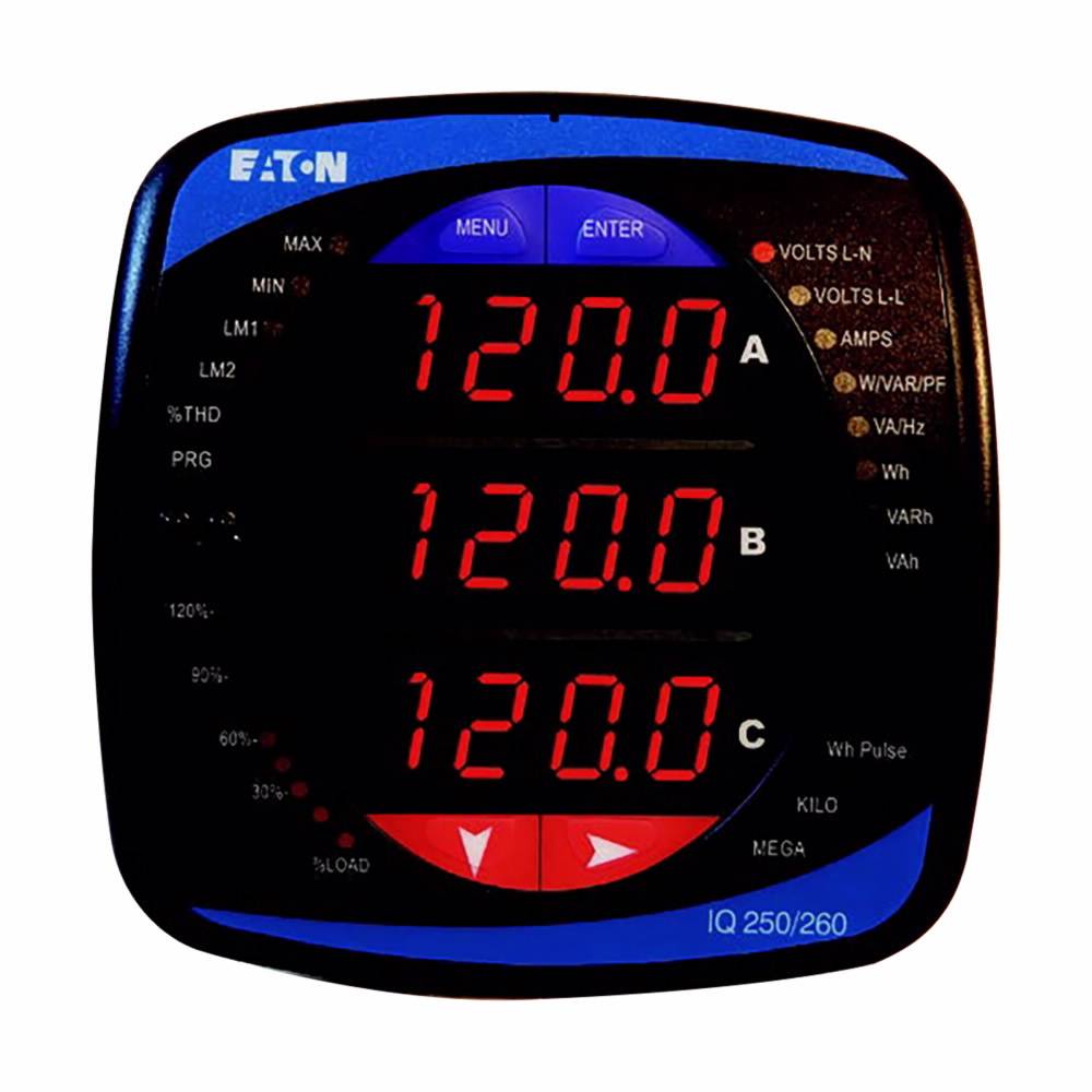EATON IQ130MA5511 Electronic Volts/Amps Power Meter With Integral Display, 90 to 265 VAC/VDC, 5 A, LED Display, Modbus RTU/RS485 KYZ Plus Output Communication