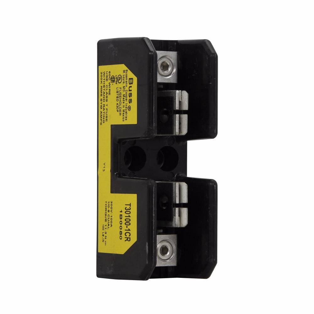 Edison T30100-1CR T300 Open Style Fuse Block, 300 VAC/VDC, 61 to 100 A, T Class, 8 to 1/0 AWG Wire, 1 Pole